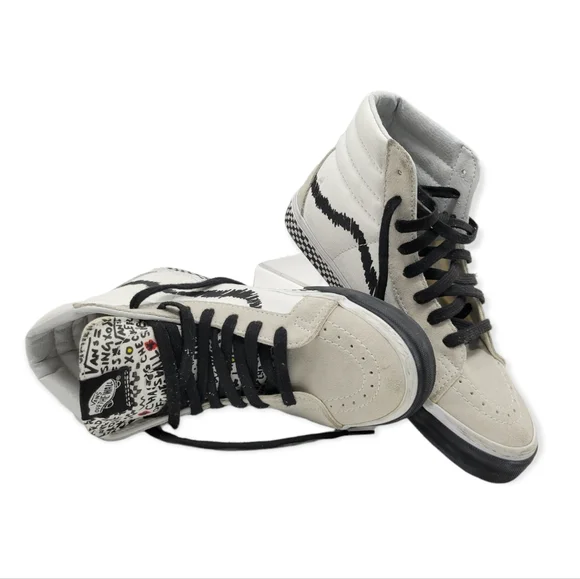 Vans. Unisex SK8-Hi Reissue DIY Black/ True White Skate Shoe - Picture 2 of 12